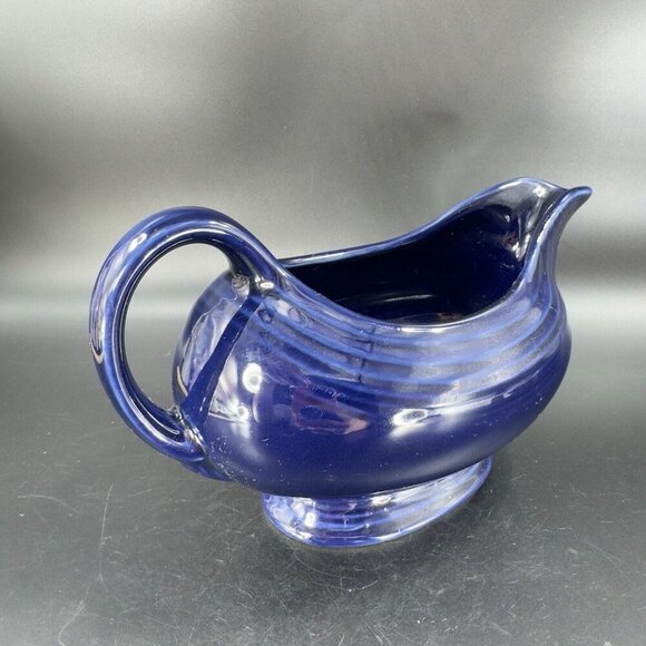 Fiesta Footed Gravy Boat Sauce Boat Cobalt Blue Vintage Ceramic Kitchenware VTG - Picture 13 of 15